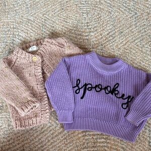 Old Navy 'Spooky' Sweater & pink sweater with gold thread accents